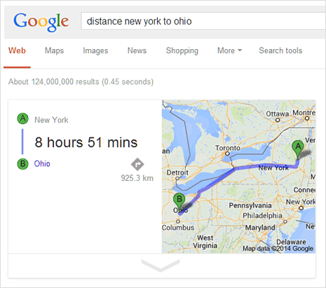 Google for travel distance, driving directions