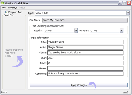 tool to edit music file details