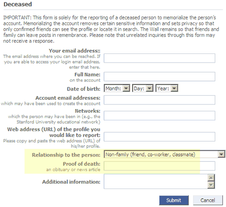 how to deactivate facebook account of a deceased person