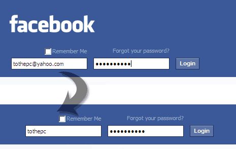 facebook login image. Facebook has extended the use of usernames to login into Facebook account.