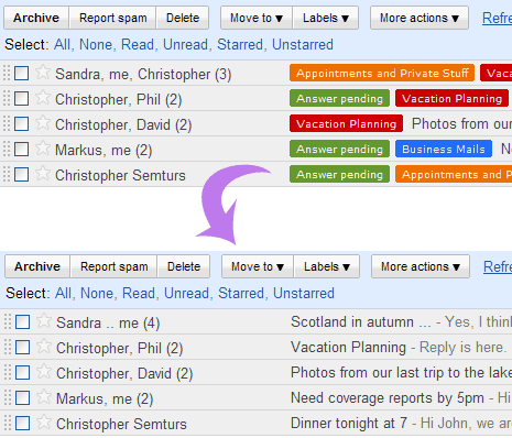 gmail labels inbox remove subject line hide next