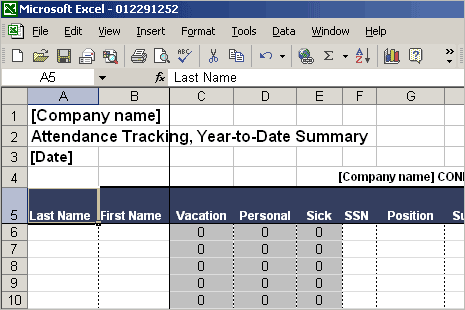 employee tracking template