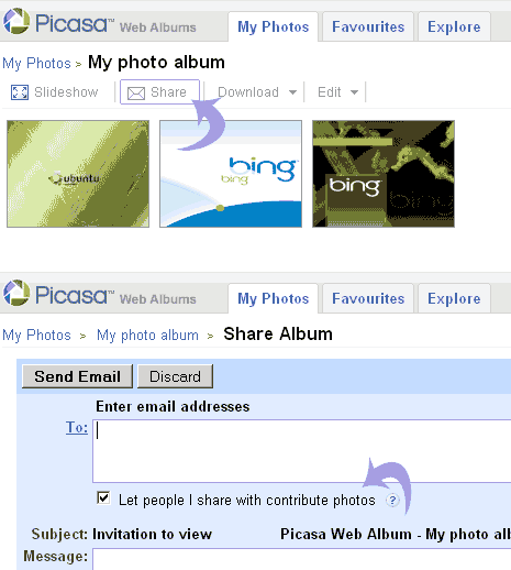 Open any Picasa Web album Click Share button