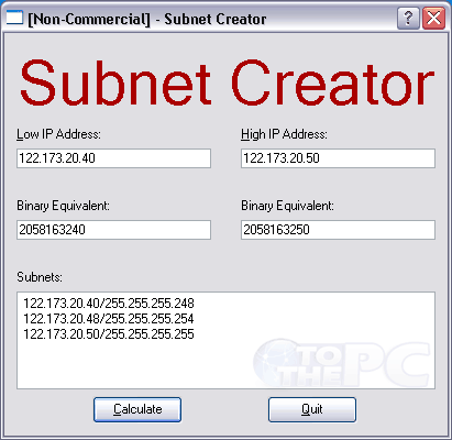 ip range subnets generate subnet address addresses enter creator